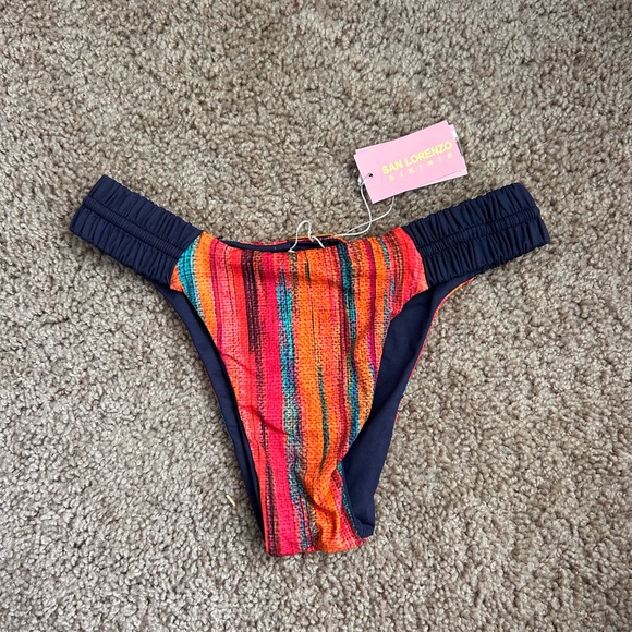 San Lorenzo Other - San Lorenzo Bright Striped Bikini Bottoms with Navy Sides